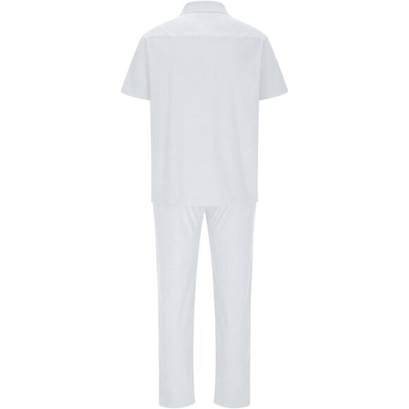 NWT ~ Men's 2 Piece White Summer Casual 1/4 Zip Polo Shirt & Pants ~ MEDIUM - Picture 2 of 3